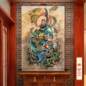 武財神關公掛畫 關羽畫像 關聖帝君招財鎮宅中式玄關客廳捲軸捲軸畫 0820