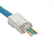 (美國T3) Cat5e / 6 穿透式水晶頭 STP 金屬遮蔽 內接地 50入(網路線 / 水晶頭 / 金屬頭 / 鐵殼)
