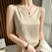 小茉莉 韓國 東大門 ✨ ins米蘭 上衣 襯衫 小紅書夏季女內西裝美背吊帶白色背心新款寬鬆打底外穿緞面搭配無袖上衣