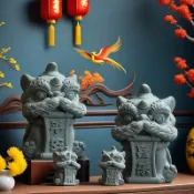 貝貝⭐青砂石國潮醒獅擺件 平安喜樂醒獅茶寵 家用鎮宅國朝獅子擺件 青砂石石獅子 國潮醒獅吉祥物  舞龍舞獅 石獅子⭐優選