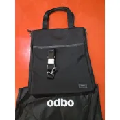 odbo德國黑色潛水布皮革斜肩背包托特包全新商品