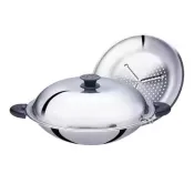 【Costco好市多】Buffalo 牛頭牌雅登雙耳炒鍋 40公分 附蒸層 Buffalo Stainless Steel Wok 40 cm with Steam Rack