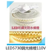 露營燈 燈帶 110V用  LED5730防水軟燈條可調光  5米 /10米 黃光/白光 雙排燈珠 室內外用