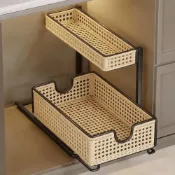 (店+)下水槽置物架洗衣液整理筐雙層紙巾架浴室洗漱品收納籃分層抽拉筐 优厨纳家居