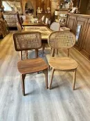 小鹿鄉村家具-法式藤編老柚木餐椅 有兩種款 圓形 方形