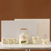 喜挖2店 柿柿如意溫茶爐蠟燭保溫壺陶瓷茶具套裝伴手禮禮盒禮品