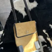 中古包 LOEWE 羅意威 復古拼皮麂皮肩背包