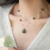 (店+)【LEESA】項鍊\天然和田玉\彌勒佛玉墜\項鍊\金項鍊\玉項鍊\項鍊吊墜\鎖骨項鍊\招財項鍊