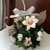 Floraflower 2024聖誕節雪松蛋糕花 『聖誕禮物』 (不可食用) 交換禮物 聖誕節 永生花 乾燥花 聖誕裝飾