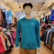 【戶外風】【The North Face】男 LOGO 快排長袖T恤  瓷釉藍