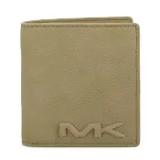 【Michael Kors】男生款 浮雕MK長型對開短夾(駝色)