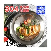 【新錸家居】19cm防燙雙層不鏽鋼盤子 中空隔熱防摔304韓德式平盤(兒童餐具露營野餐沙拉牛排菜餐盤防溢備料)
