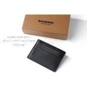 REPL) BURBERRY 黑色 鈔票夾 經典格紋 皮革 卡夾 零錢包 卡片夾 炭灰色 證件夾 票夾 皮夾 LX