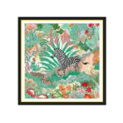 愛馬掛畫愛馬仕中古絲巾掛畫 比翼鳥與叢林斑馬組合客廳沙發背景墻裝飾畫美樂兒旗艦店