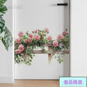 🔥台灣爆款🔥創意薔薇花綠葉柵欄臥室客廳傢居墻麵背景美化裝飾防水室外墻貼