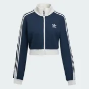 (店+)【adidas 愛迪達】ADIDAS ORIGINALS TRACK TOP 華夫格 立領外套 短版 三葉草 女款 奶油藍 KC2646