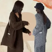 【Lucky】 ❥長版針織洋搭包包❥ 隔日到貨 秋冬新款韓版INS韓系女裝 針織洋裝 長版針織上衣 針織包包 孕婦洋裝