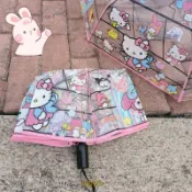 透明KT貓三麗鷗雨傘三折傘全自動網紅庫洛米可愛摺疊兒童帕恰狗