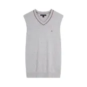 (店+)【TOMMY HILFIGER】XM0XM05595 純棉平紋休閒通勤撞色V領內搭背心 男款