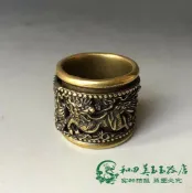 協貿國際日用品生活5館 古玩雜項純銅瑞獸麒麟扳指招財鏤空可活動仿古老黃銅男士戒指指環