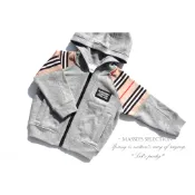 REPL) BURBERRY KIDS 條紋外套 外套 灰色會套 灰色 連帽 帽T 童裝外套 男童上衣 上衣 童裝 LX