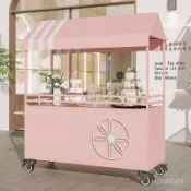 ✅免運 開發票✨戶外花車 展示擺攤小推車 商場小促銷網紅夜市小喫移動鐵藝花車頂棚戶外展示售貨車 夜市攤位車 夜市擺攤車