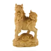 (店+)【米蘭精品】極速出貨 麒麟黃楊木把件祥雲鎮宅招財辟邪家居擺件74ap5