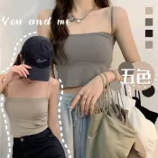(店+)細肩帶小可愛 大尺碼小背心 歐美內衣/外穿背心帶胸墊內衣 小吊帶背心 女內搭衣 平口內衣 打底外穿短款 大尺碼內衣