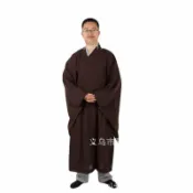 生活軌道 【臺灣麻紗】海青袈裟 僧服 海清 修行服 居士服 法會服 咖啡色 黑色 透氣舒適 臺灣手工製作 莊嚴素雅
