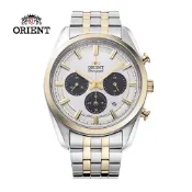 ORIENT 東方錶 Quartz Sports系列 太陽能跑馬計時腕錶 鋼帶款 白色 RA-TX0302S