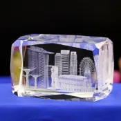 水晶擺件3D內鵰工藝品建築模型新加坡魚尾獅摩天輪紀念禮品 WO6F