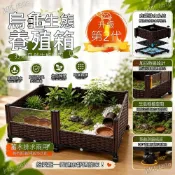 (店+)【🎊台灣出貨🎊】生態烏龜缸 大型造景養殖箱 家用養龜黃緣專用玻璃飼養箱 帶曬台種植箱別墅 飼養箱