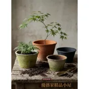 花盆 小花盆 粗陶盆 綠植盆 普通盆 老式粗陶綠蘿紅陶多肉陶土瓦盆小陶盆陶罐園藝做舊花盆矮