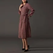 【古典美】18111刺繡綁結洋裝(棉麻/純棉/亞麻/中國風/漢服/茶禪服/手染服)