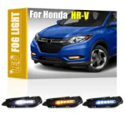 HONDA 2 件裝前 LED 霧燈總成白色 DRL 琥珀色轉向信號藍色夜間駕駛燈適用於本田 HRV HR-V 2014