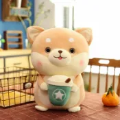 小胖達生活百貨 秋田犬公仔 可愛柴犬布偶 小狗布娃娃 狗狗毛絨 送女友 抱奶茶小狗狗玩偶 女生生日禮物 床上抱枕