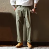 復古那不勒斯長褲紳士巴黎扣設計廓爾喀阿美咔嘰休閒工裝褲