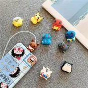台灣現貨Cable Bite Pokemon 皮卡丘模型保護器兼容 Iphone 繞線器手機支架配件