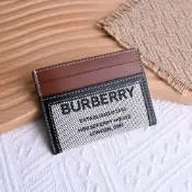 BURBERRY 巴寶莉  SANDON 品牌經典LOGO牛皮飾邊簡易隨身卡夾(咖邊)
