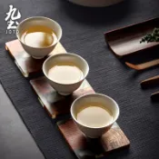 九土日式手工禪意草木灰品茗杯草木灰釉陶瓷品茗杯日式聞香杯功夫茶杯茶具家用單個主人杯普洱茶杯泡茶具個人杯XCBR0112