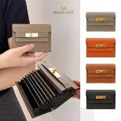 【BAGGLY&CO】加利蒂真皮迷你Kelly卡包(真皮包包 橘色/焦糖色/大象灰/黑色)