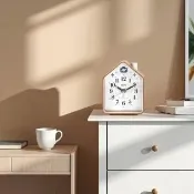 【SEIKO 精工】小木屋造型 森林原音鳥鳴聲 貪睡鬧鈴 靜音鬧鐘/SK048(深木紋色/QHP011B)