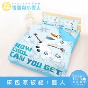 享夢城堡 MIT卡通床包 兩用被套 四季涼被 枕頭 枕套 －冰雪奇緣 雪寶與小雪人－台灣製正版迪士尼艾莎ELSA安娜