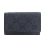 【DOKODEMO】二手 Gucci 6 環鑰匙包，型號 04564R F40IR，GG 帆布，黑色，按扣，6 個掛鉤，男女通用