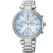 大高雄鐘錶城 seiko SK037 精工錶 7T92-0VR0S(SNDV39P1) 魔法晶鑽CS系列三眼計時女錶/銀*藍面 36mm｜樂天領券現折★全館特惠中★指定刷卡回饋10%
