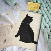 自創款-白底大貓回頭款布書套-布書衣可A5/25K/高23公分/20K