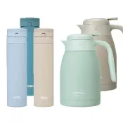 【THERMOS 膳魔師】獨家2入_momo獨家不鏽鋼超輕量自動上鎖保溫瓶450ml+凱菲保溫壺1500ml(JNS-455+TCTP)