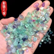 協貿國際日用品生活5館 天然彩色螢石碎石綠色水晶石彩色原石裝飾小石頭能力水晶消磁凈化