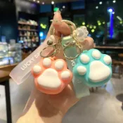 【新款】卡通可愛少女心貓爪吊飾 娃娃機鑰匙扣批發 女生包包鑰匙圈 機車矽膠鑰匙鏈 時尚背包掛飾 情侶公仔禮物