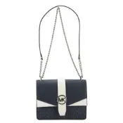 Michael Kors  GREENWICH金屬鍊帶撞色防刮上掀肩背/斜背包35S5SGRC1B(藍白)